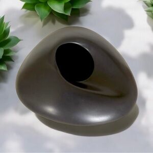 Ikea Bigarro Vase Dark Gray Matte Stoneware Modern Minimalist MCM Design